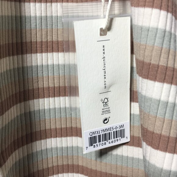 Quincy Mae 0-3M Stripe Swing Dress with Matching Bloomers Brown Green Cream - Picture 6 of 10